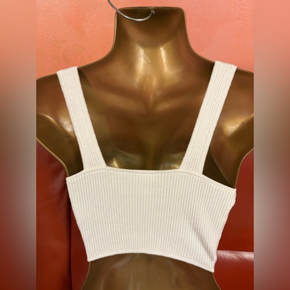 White Ribbed Crop Top - Picture 4 of 8